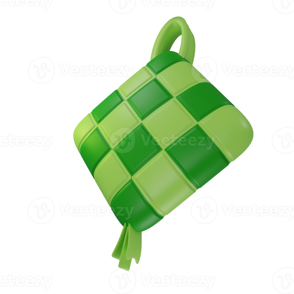 3d rendering of ketupat islamic food icon png