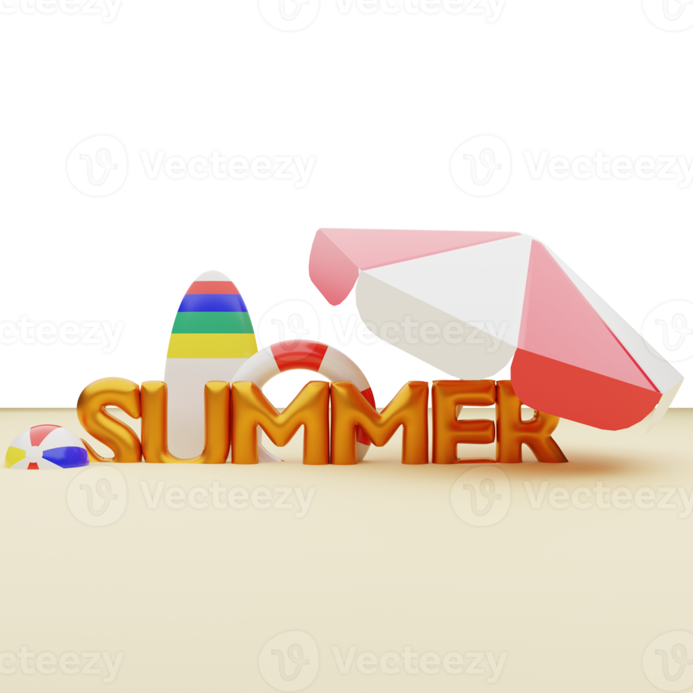 3d rendering summer concept isolated png