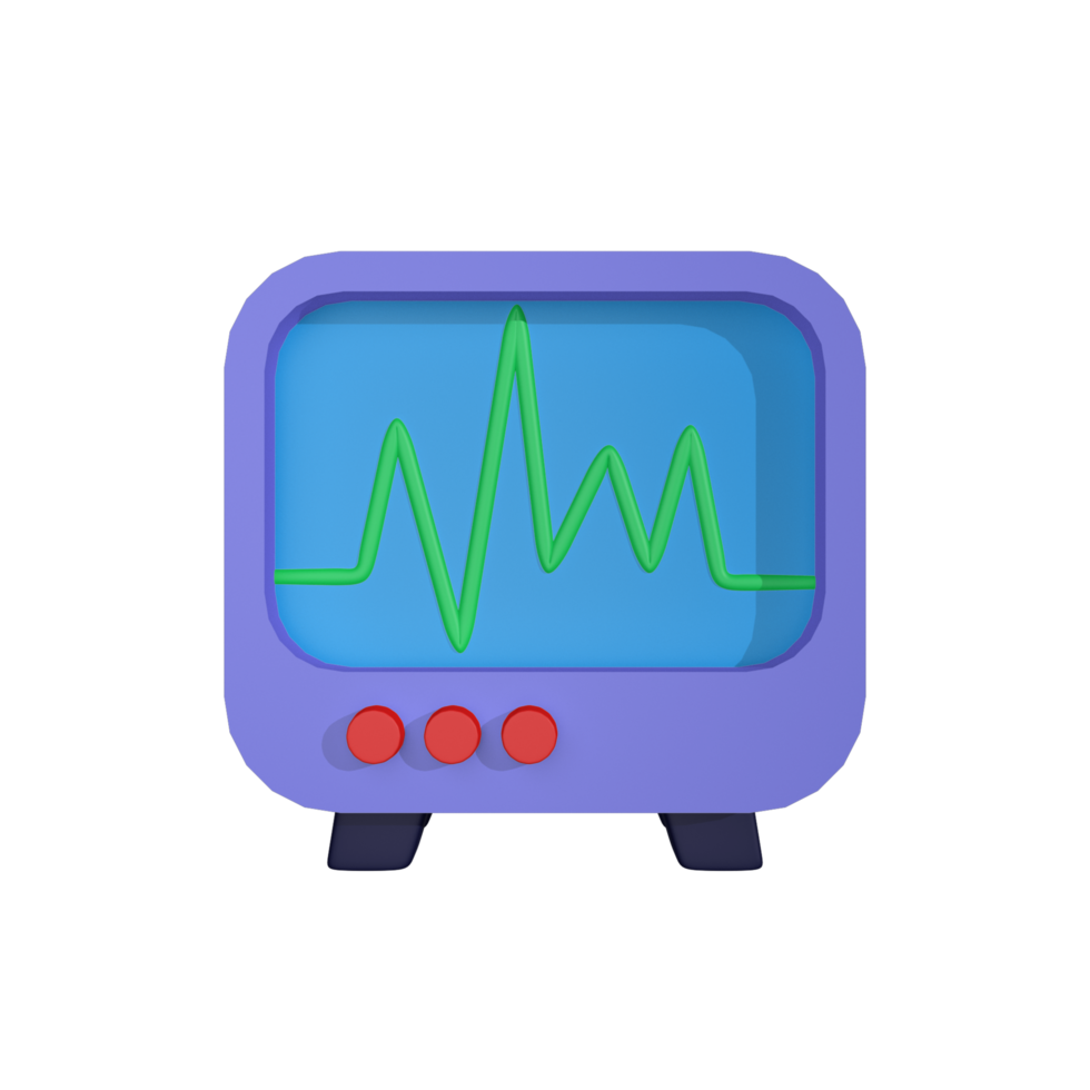 thème médical du moniteur ecg icône 3d png