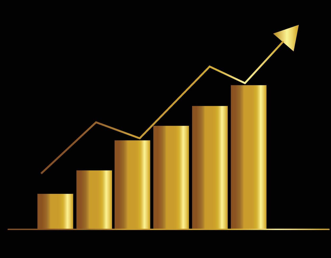 gold column chart stock market vector