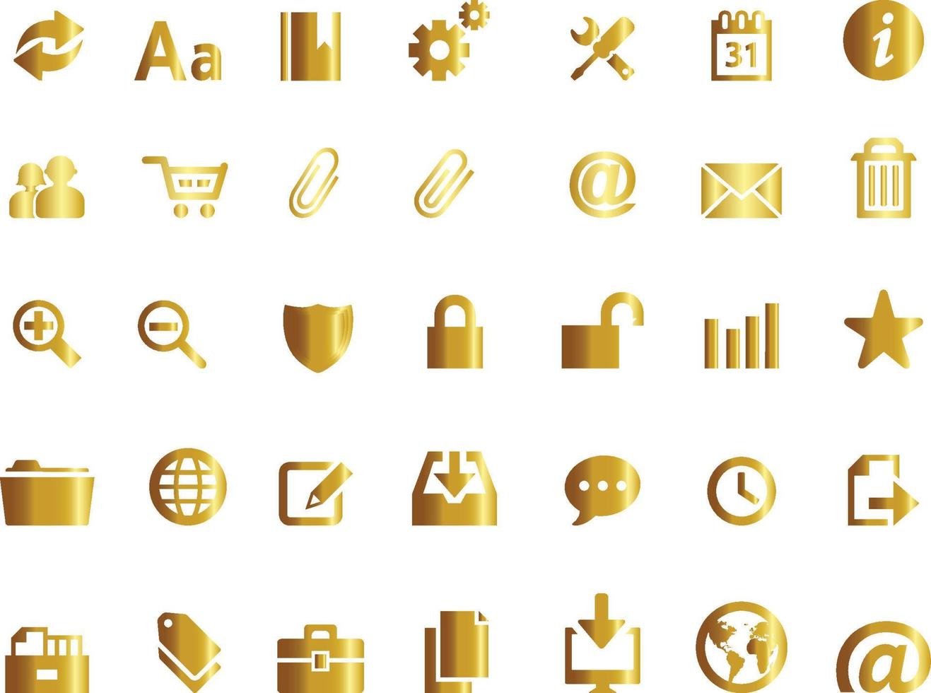 Reflexiones de los iconos de la web de oro vector