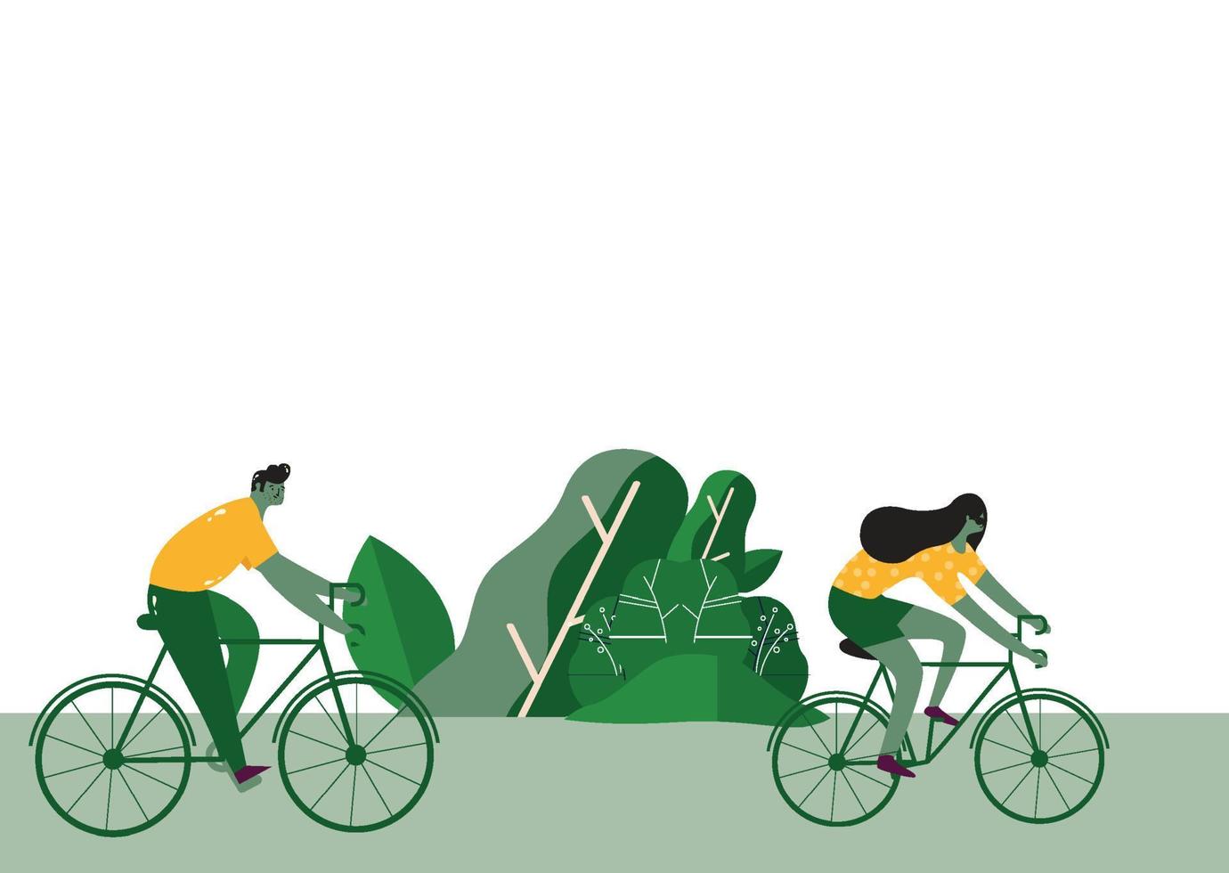 healthy men and woman on bikes vector