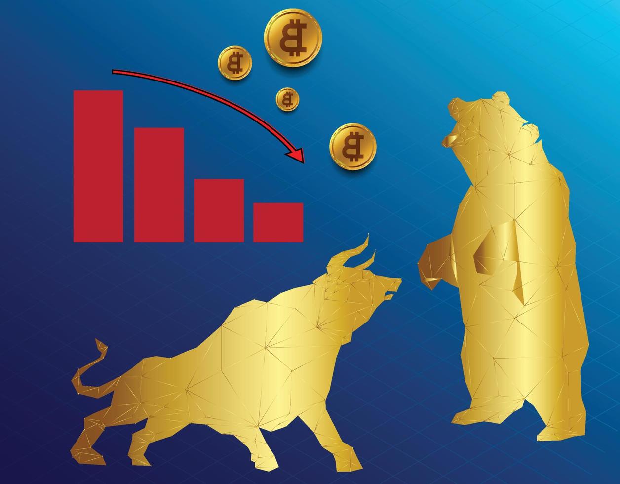 fighting bull bear stock trading vector