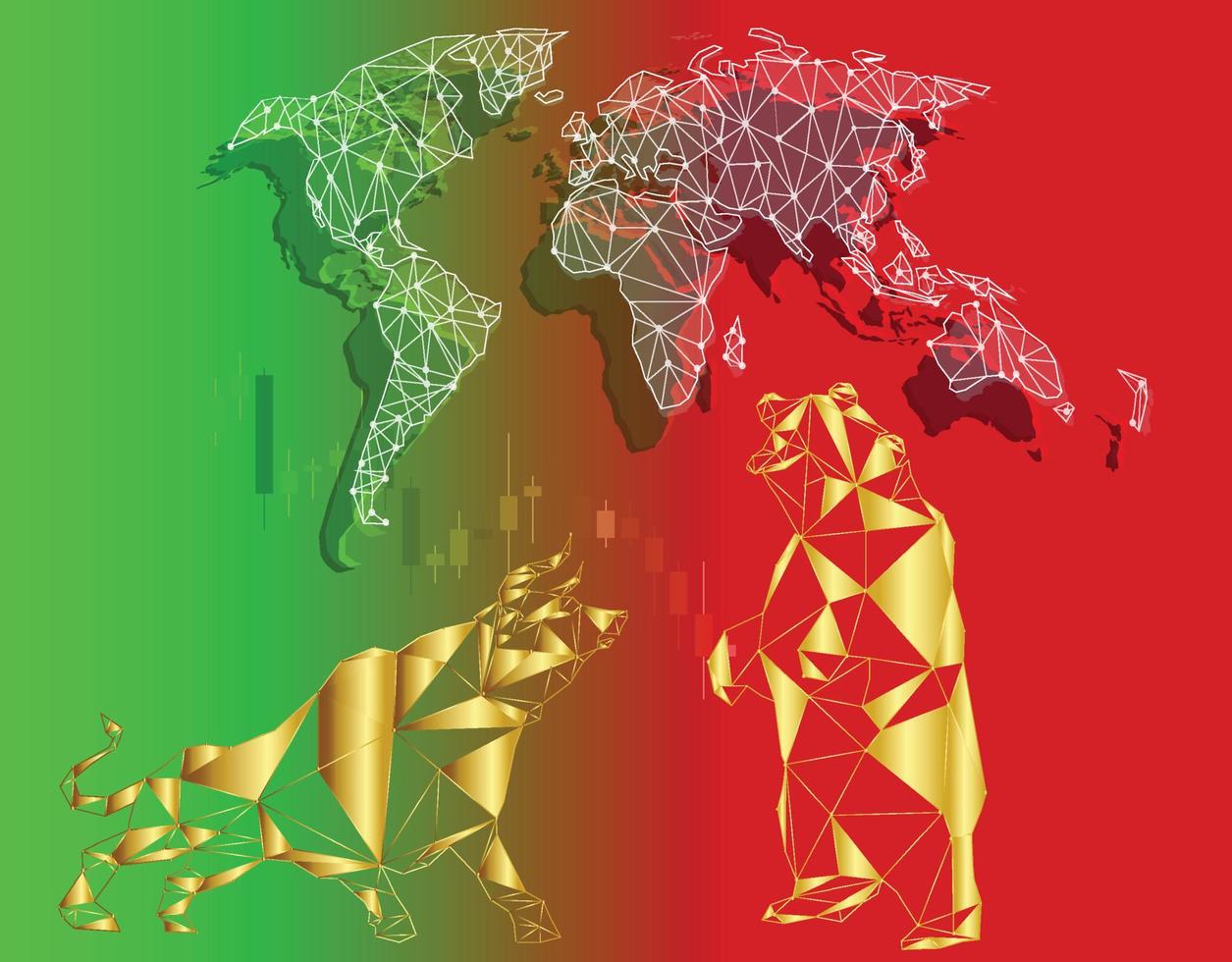 Global Gold Bull And Bear vector