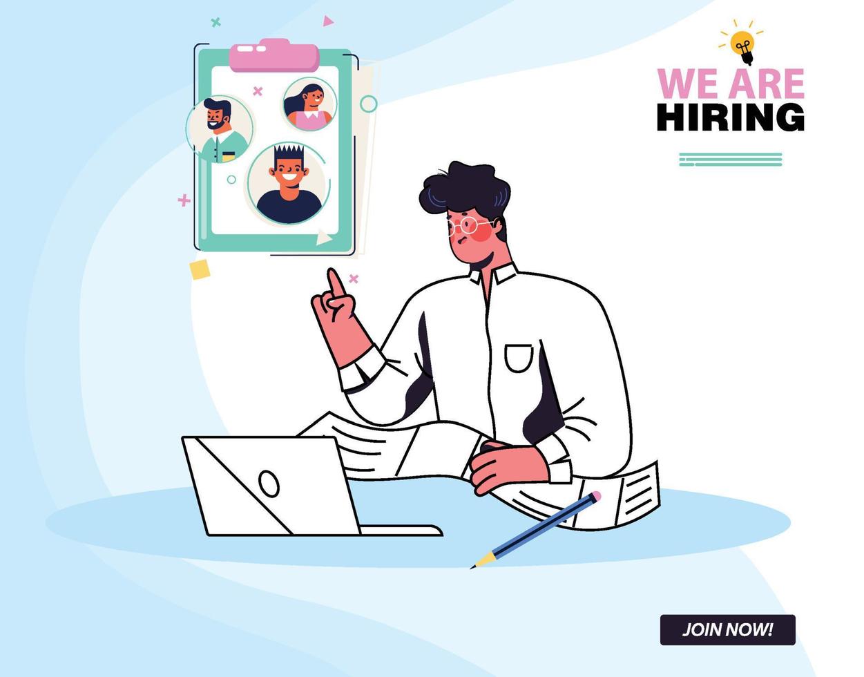 recruitment poster staff sketch vector