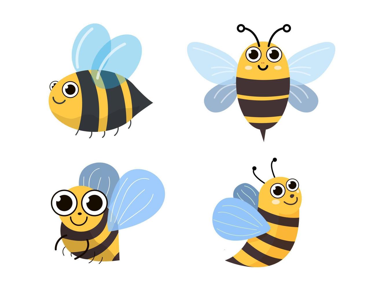 lindo personaje divertido de abeja. ilustración plana del elemento miel para ilustrador de vectores de diseño web