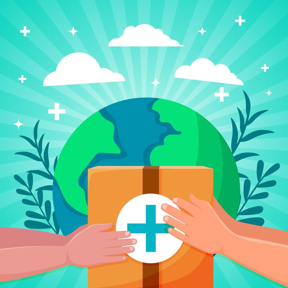 World Humanitarian Day Background with Hands Concept vector