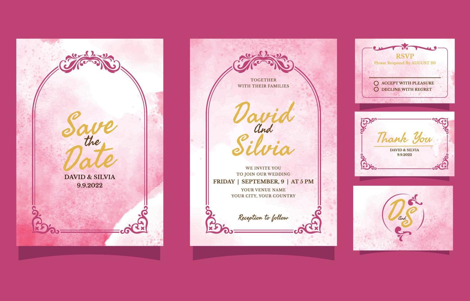 Wedding Summer Watercolour Design Set vector