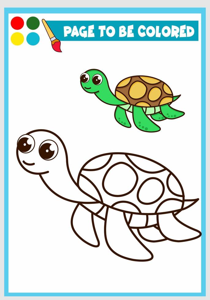 libro para colorear para niños. Tortuga vector