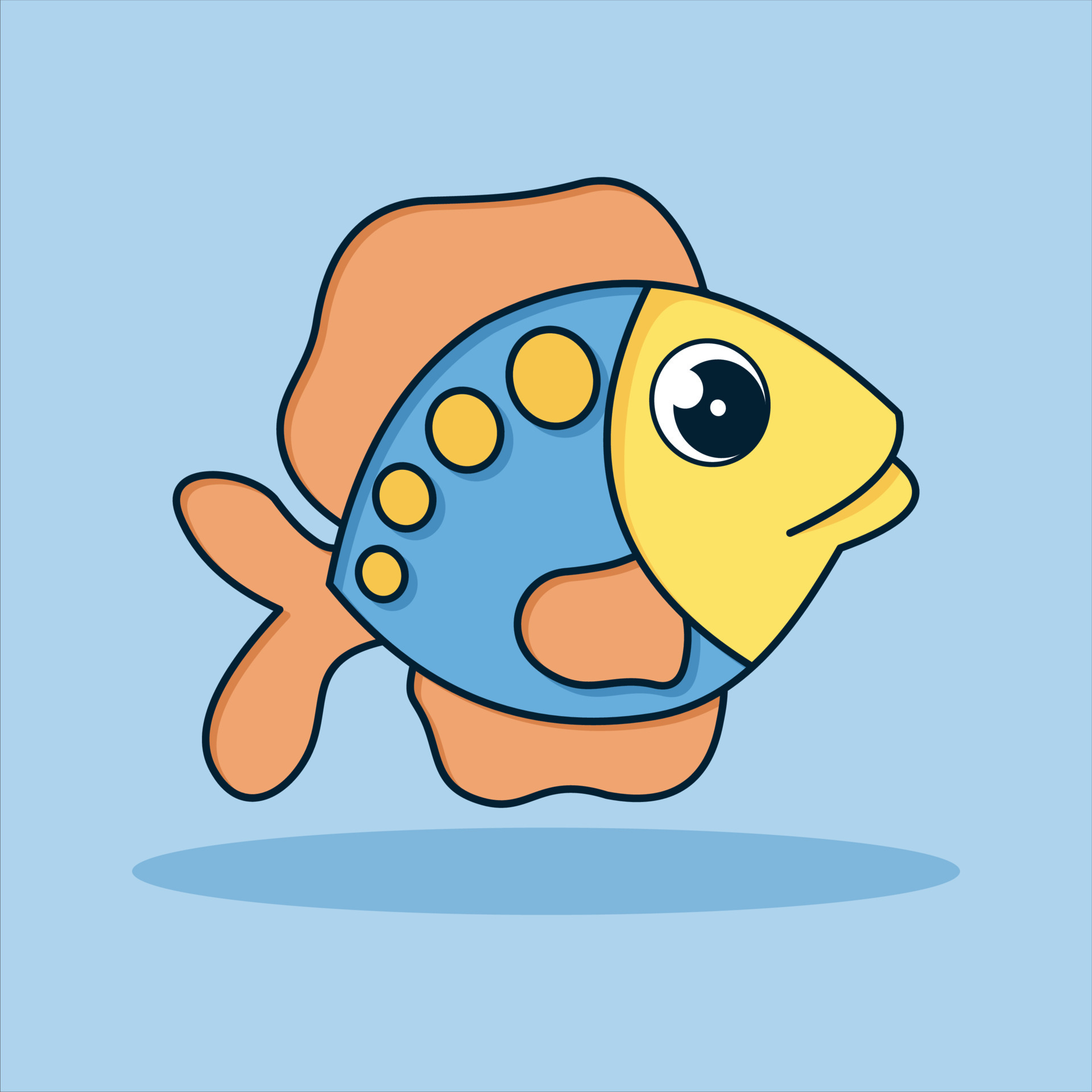 Cute fish vector icon illustration. flat cartoon style. animal nature