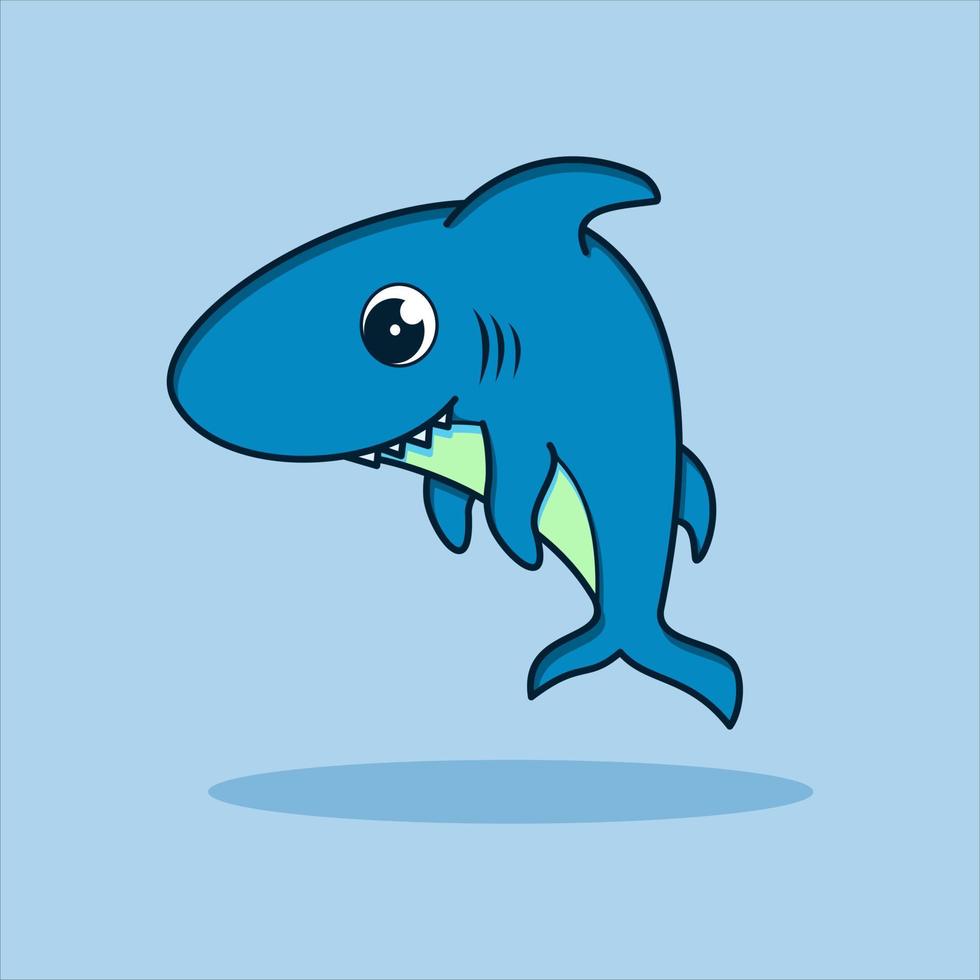 linda ilustración de icono de vector de tiburón. estilo de dibujos animados plana. concepto de icono de naturaleza animal