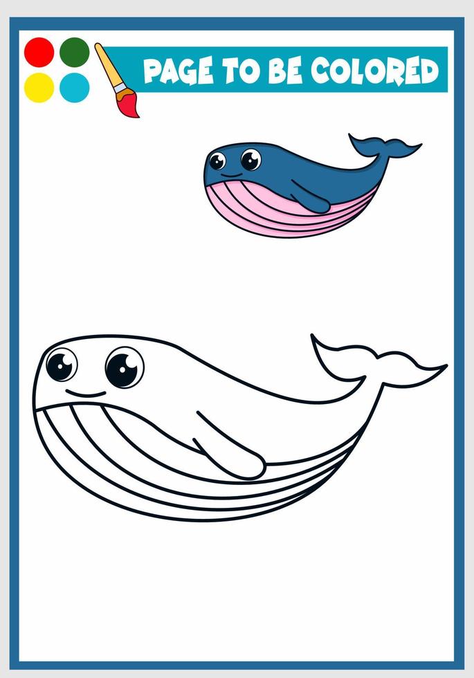 libro para colorear para niños. ballena vector