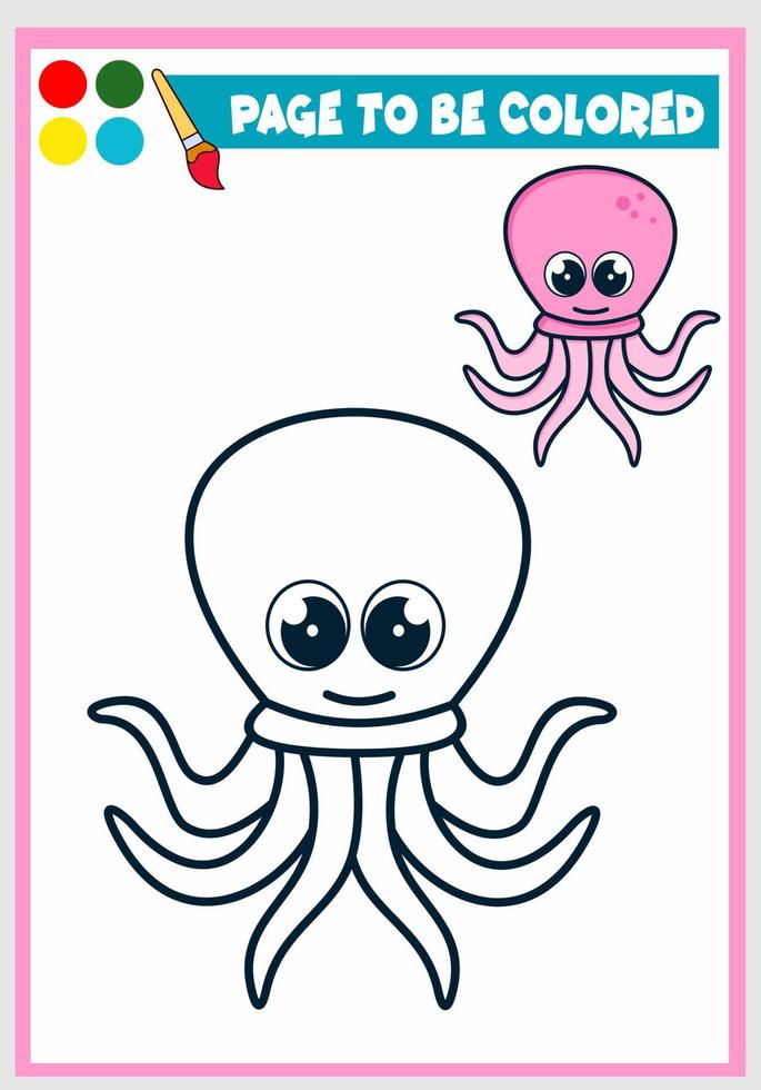 libro para colorear para niños. pulpo vector