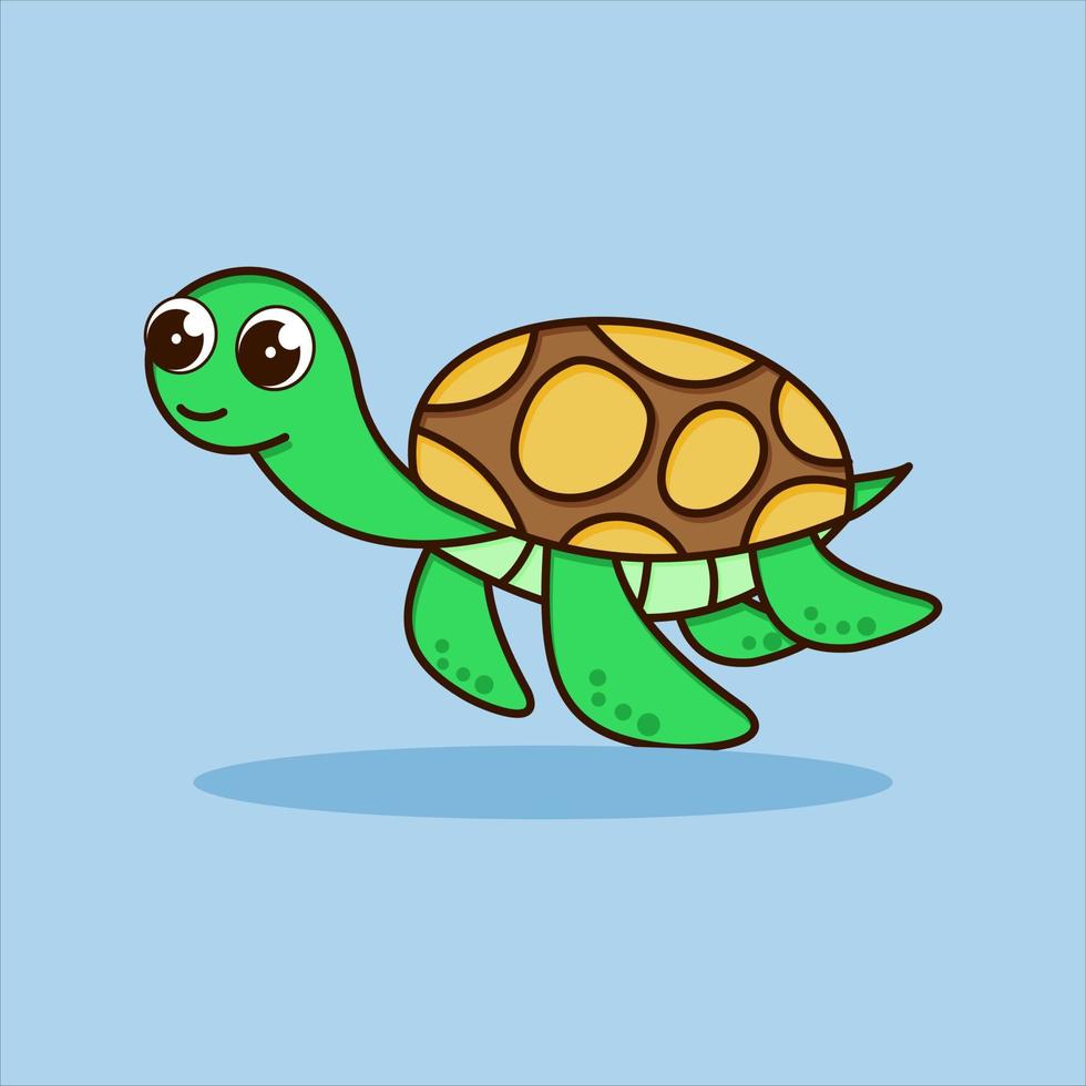 linda ilustración de icono de vector de tortuga. estilo de dibujos animados plana. concepto de icono de naturaleza animal
