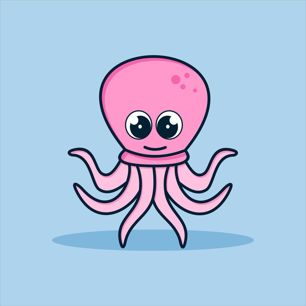 Cute octopus vector icon illustration. flat cartoon style. animal nature icon concept