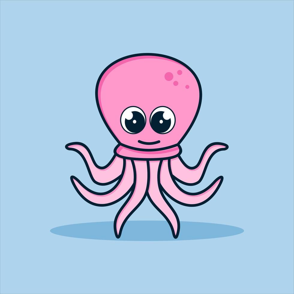 linda ilustración de icono de vector de pulpo. estilo de dibujos animados plana. concepto de icono de naturaleza animal