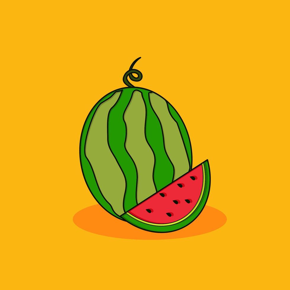 ilustración de vector de dibujos animados de fruta de sandía