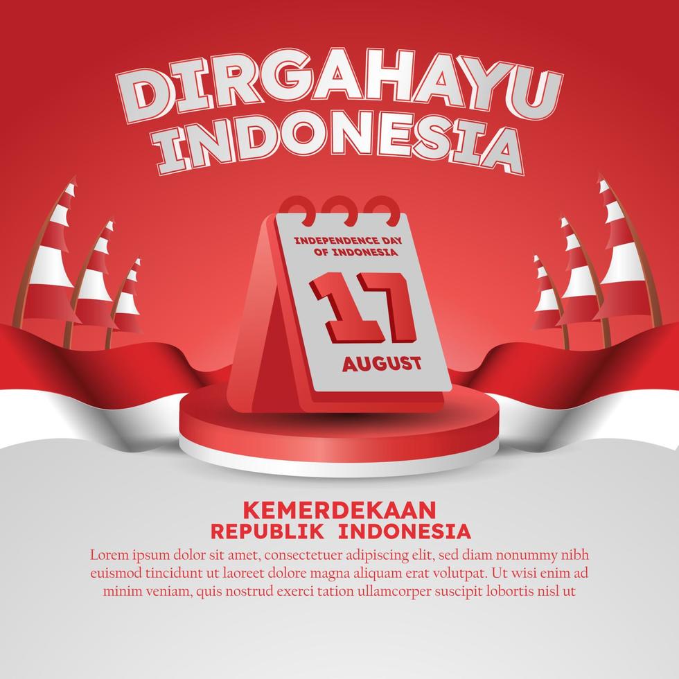 hari kemerdekaan Indonesia means Indonesian independence day poster social media post vector