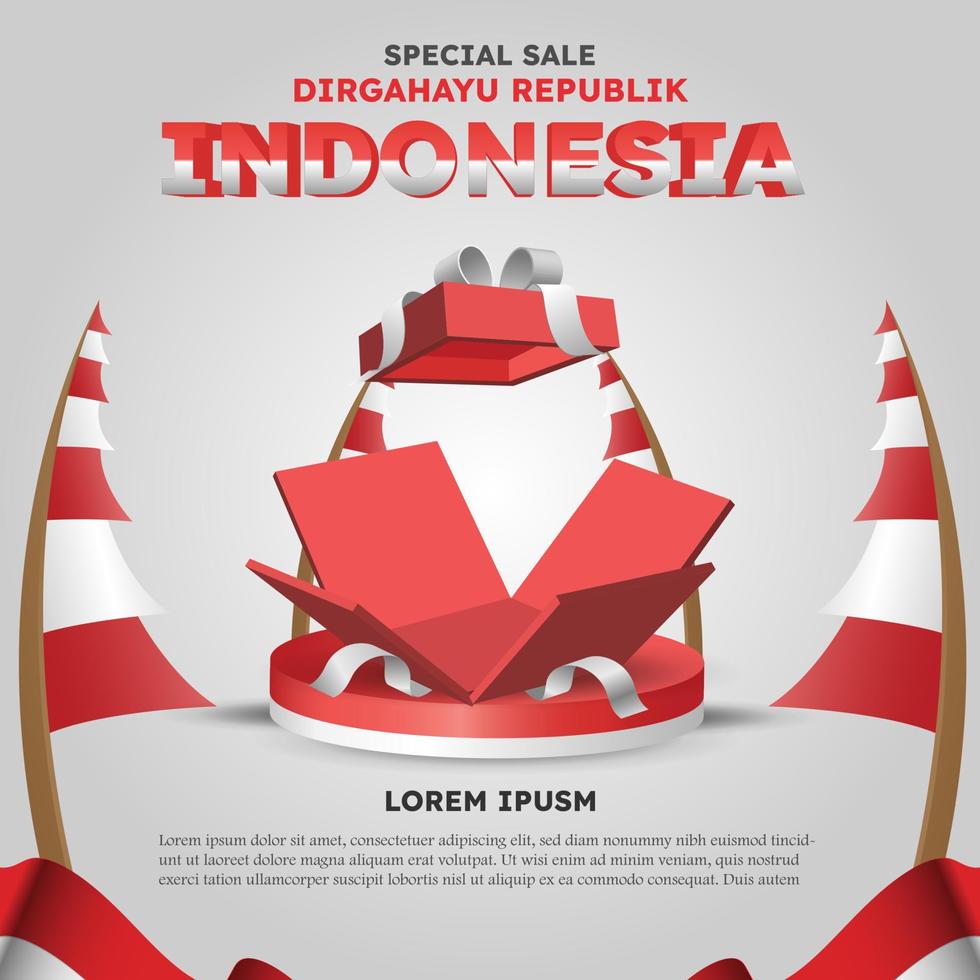 hari kemerdekaan indonesia significa cartel del día de la independencia de indonesia publicación en redes sociales vector