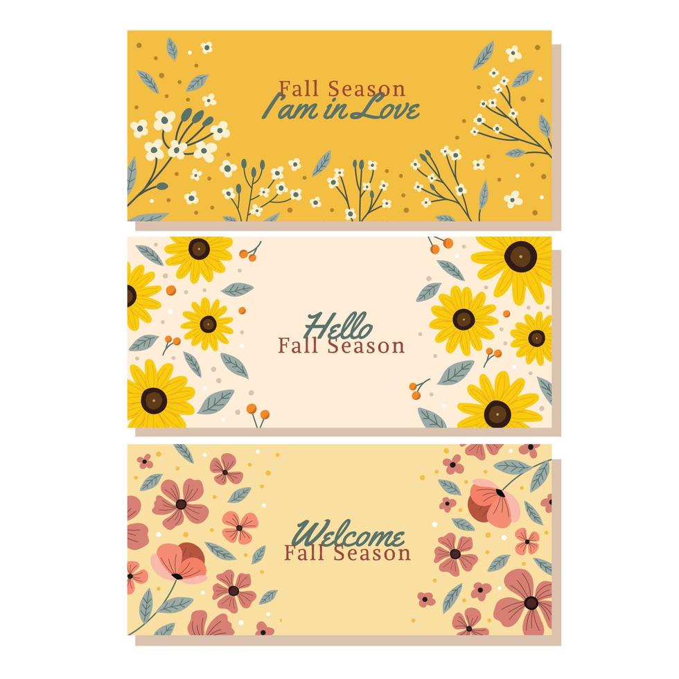 Fall Season Floral Banner Collection vector