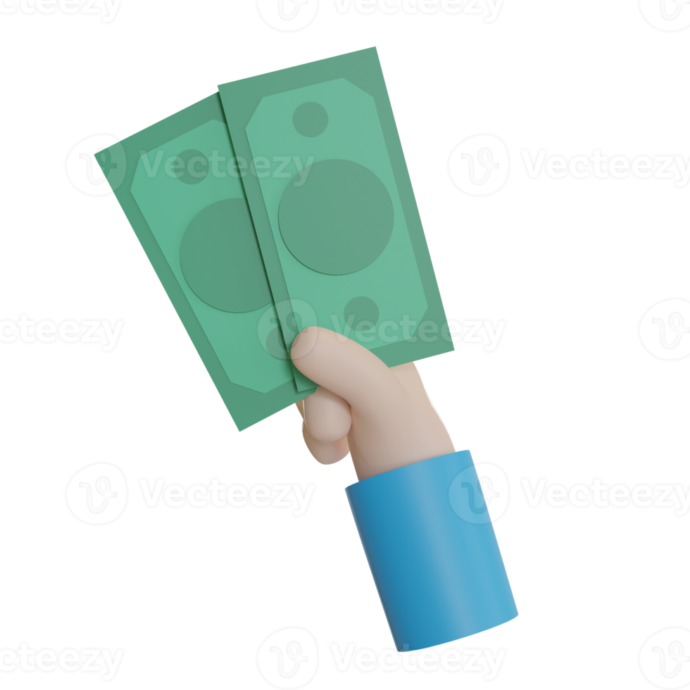 3D illustratie object pictogram hand vasthouden geld kan worden gebruikt voor web, app, info graphic, enz png