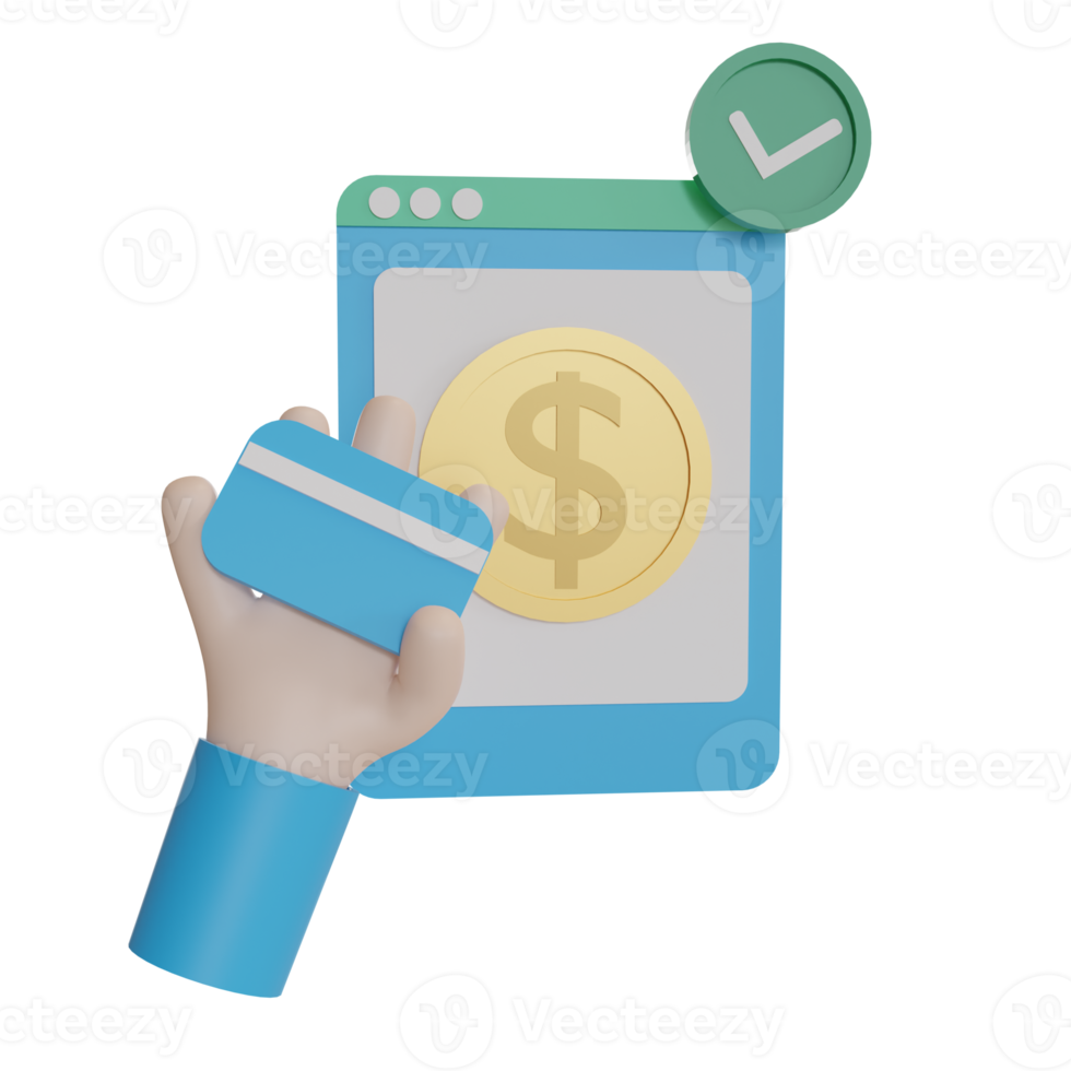 3d Illustration Object icon hand hold a credit card Can be used for web, app, info graphic, etc png