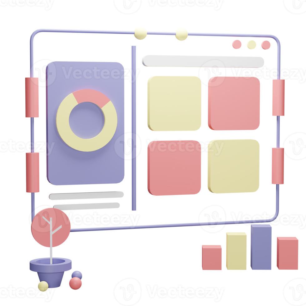 A estatística do objeto de ilustração 3D pode ser usada para web, aplicativo, gráfico de informações, etc. png