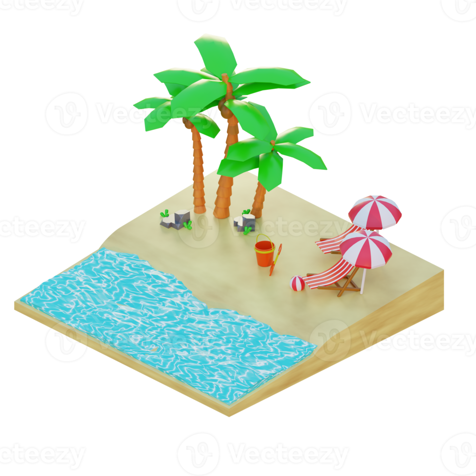 verão de objeto de ilustração 3D png