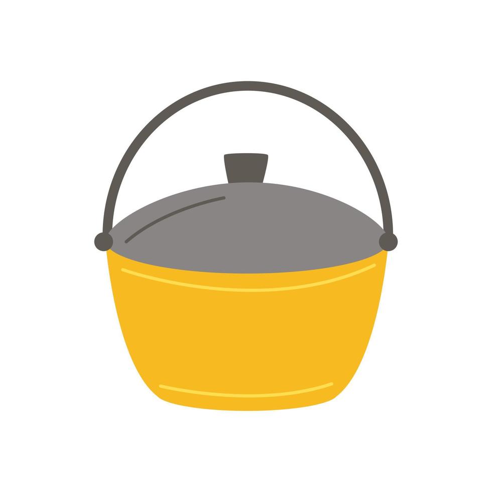 Vector illustration of hand drawn cauldron on white background.