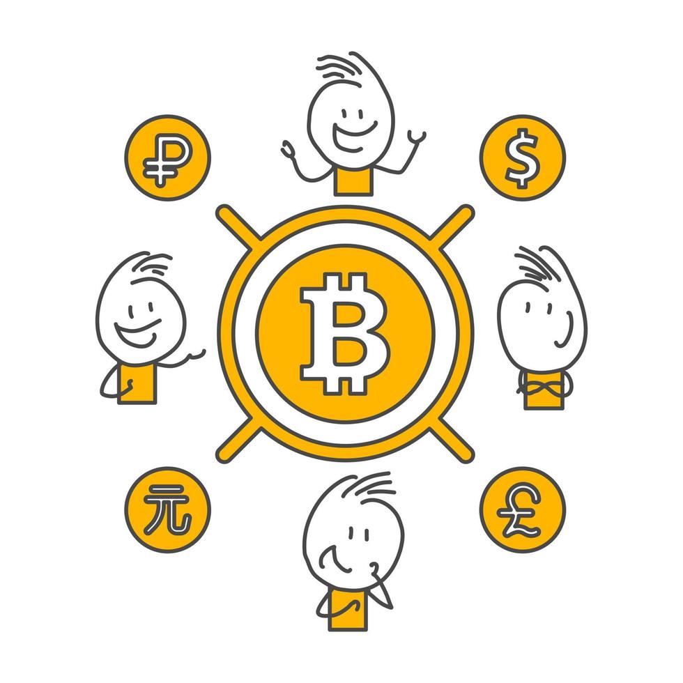 figuras de palitos. bitcoins vector