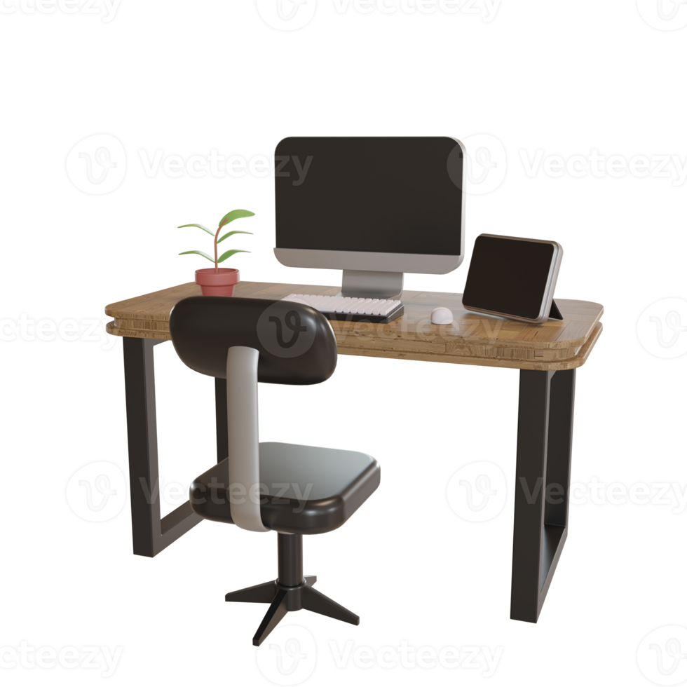 3d Illustration Object icon computer stand office works png