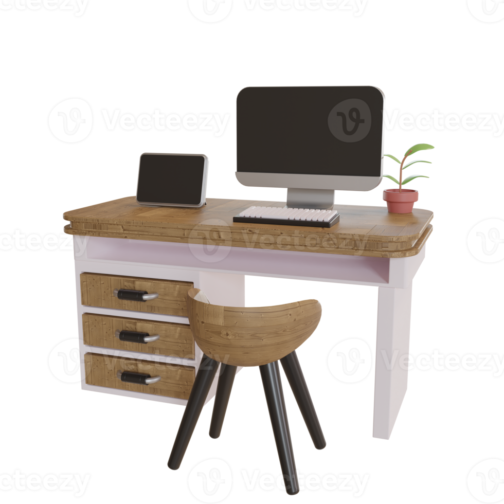 3d Illustration Object icon computer stand office works png