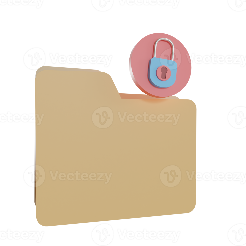 3D-Illustration Objektsymbol Ordnersicherheit kann für Web, App, Infografik usw. verwendet werden png