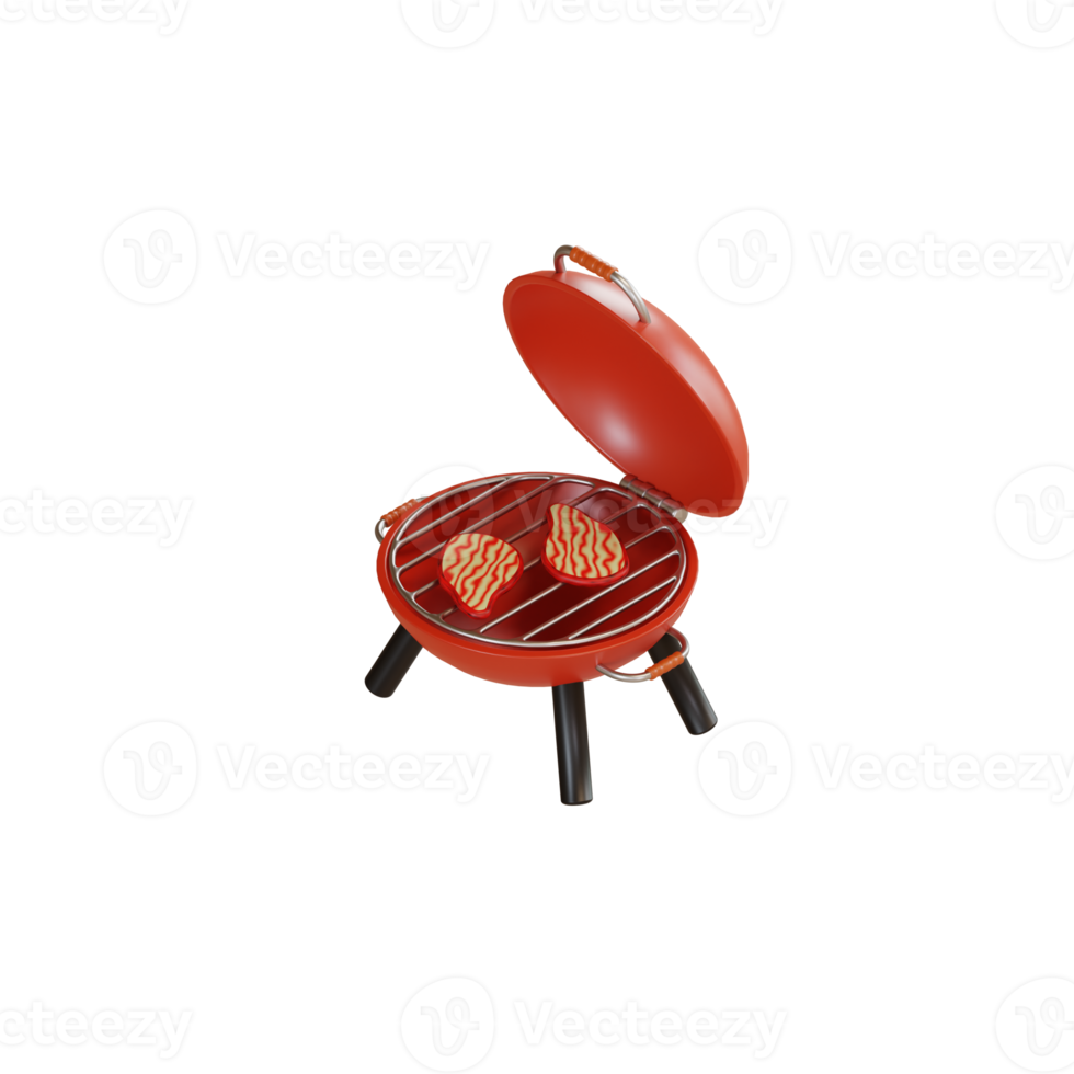 bbq grill illustration with machine grill 3d png