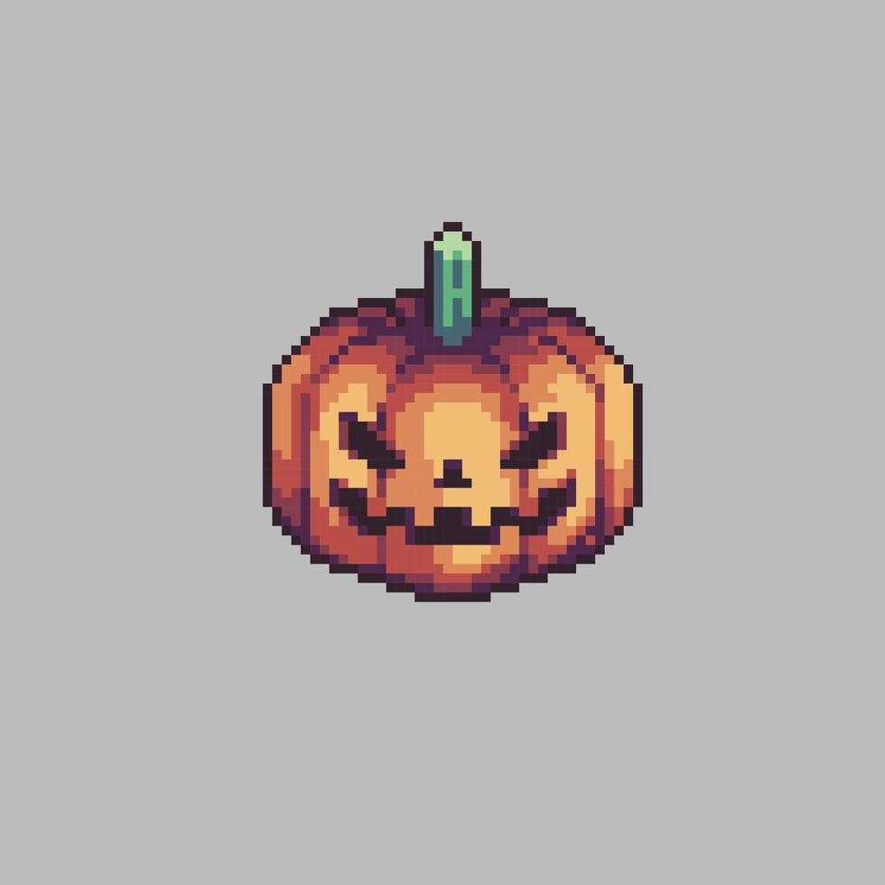 pixel art halloween pumpkin illustration vector