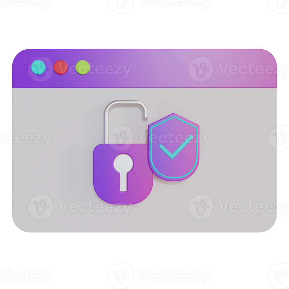 3D illustration objekt ikon webbplats säkerhet png