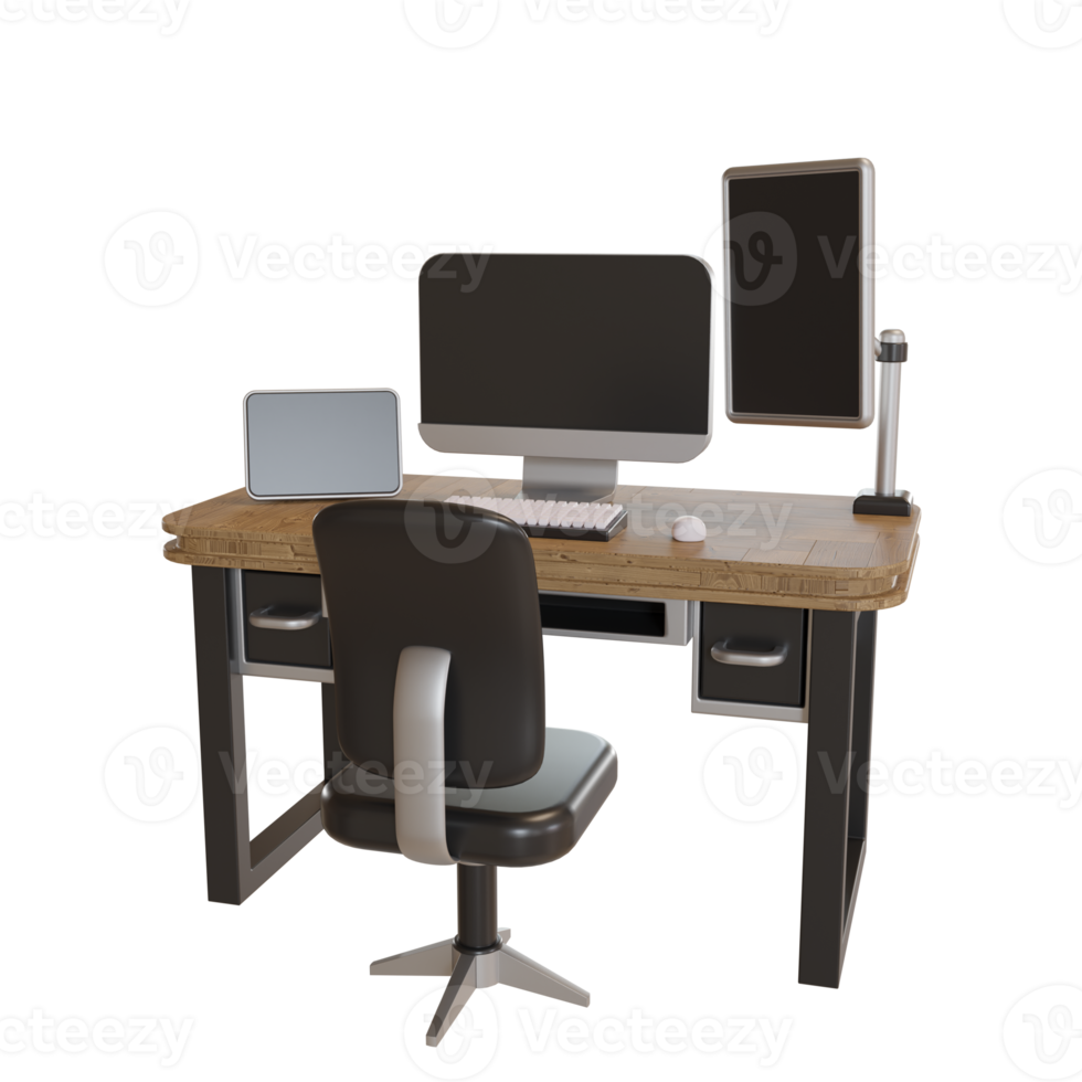 3d Illustration Object icon computer stand office works png