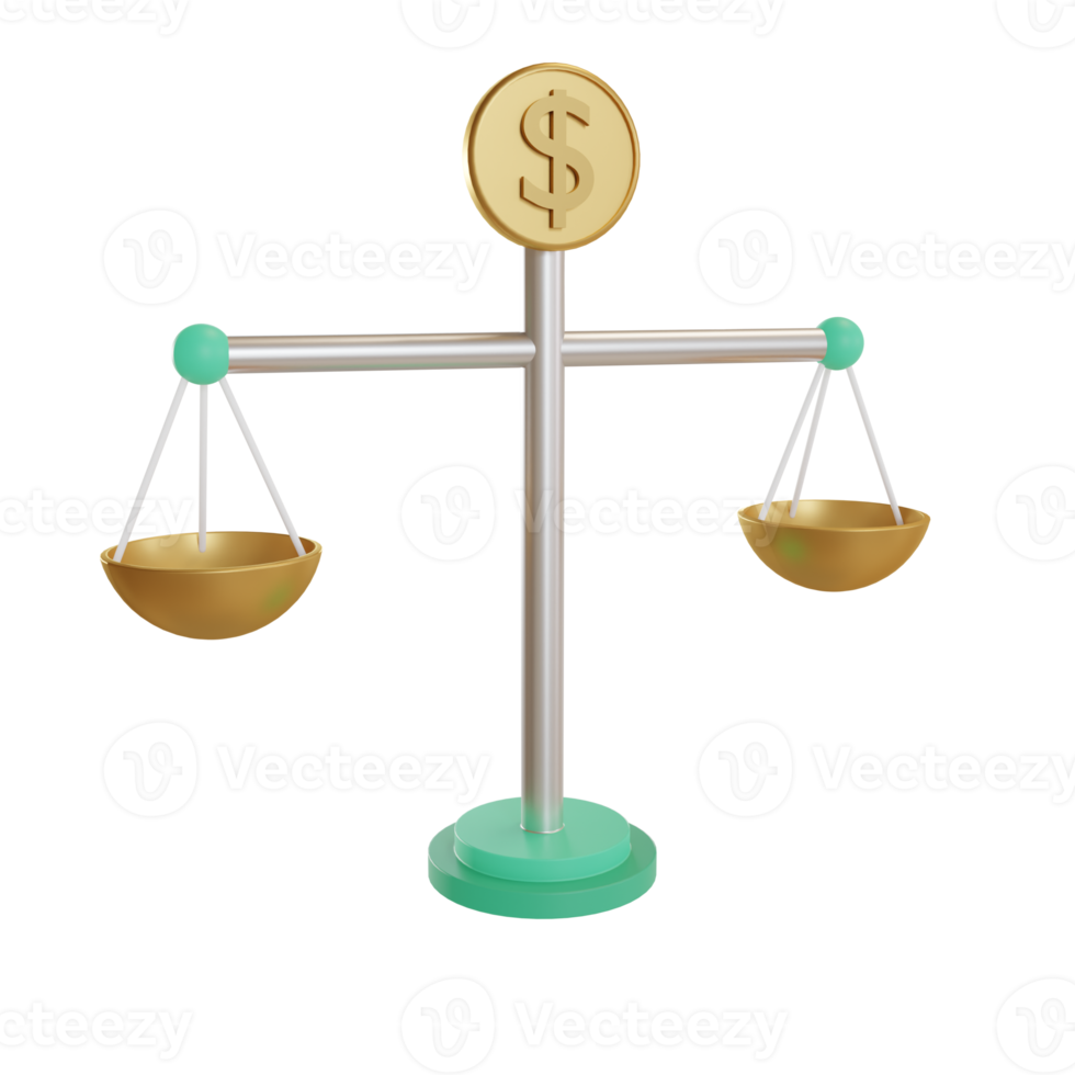 A balança de dinheiro de ícone de objeto de ilustração 3D pode ser usada para web, aplicativo, gráfico de informações, etc. png