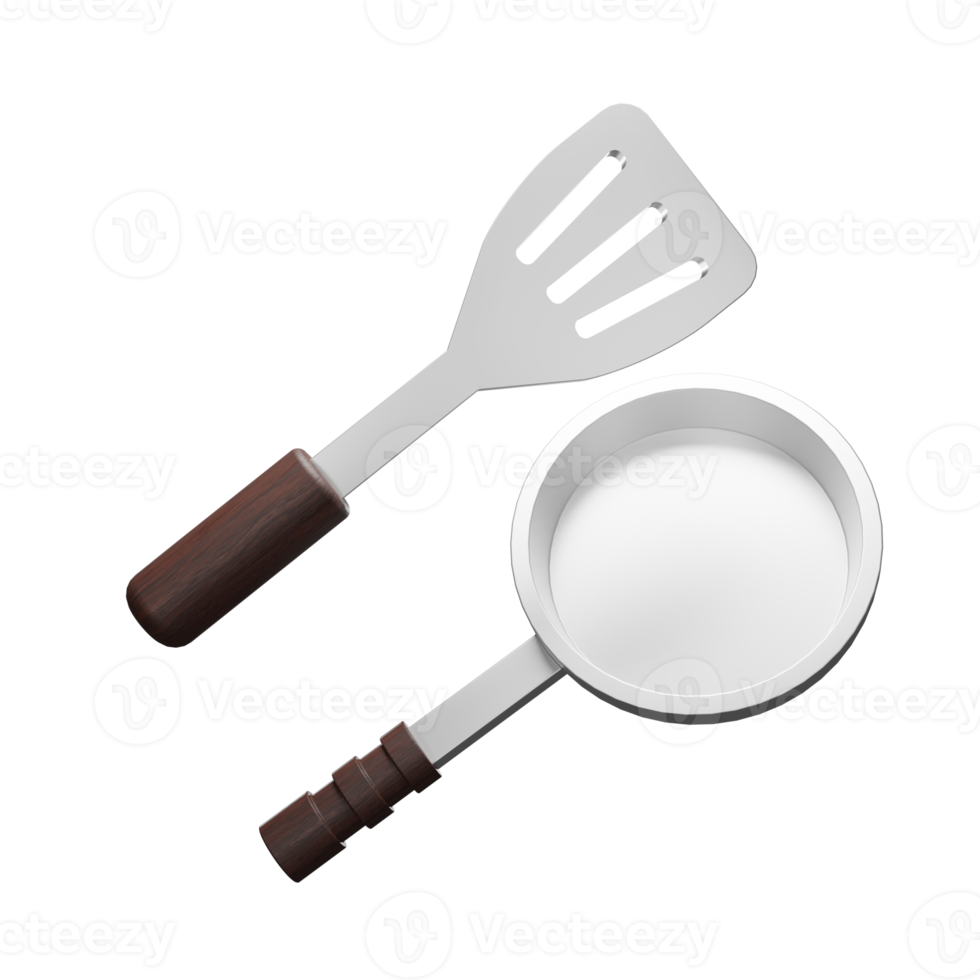 3d Illustration Object icon spatula and sauce pan Can be used for web, app, info graphic, etc png