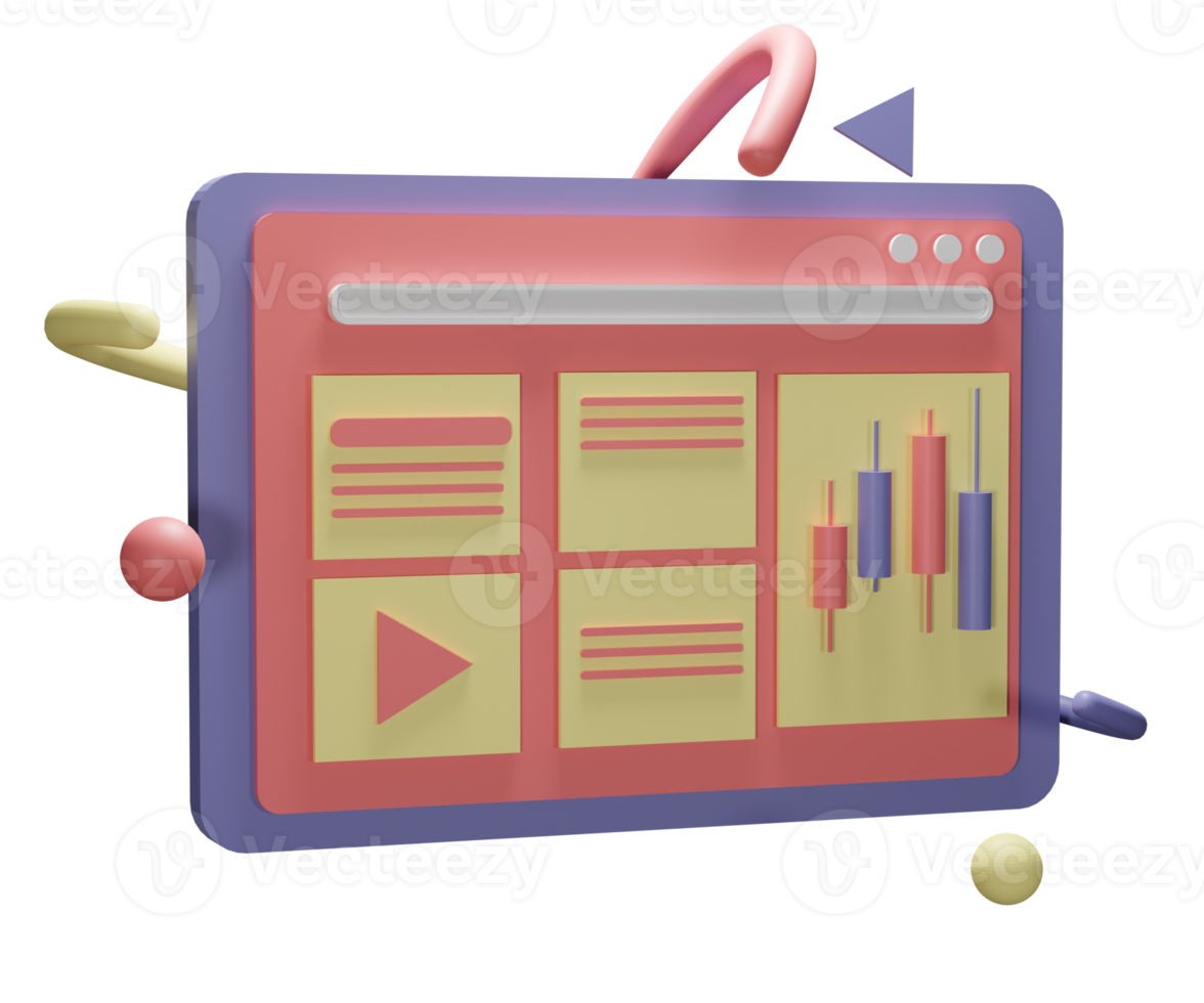 Les médias sociaux et les statistiques de l'objet d'illustration 3d peuvent être utilisés pour le Web, l'application, le graphique d'informations, etc. png