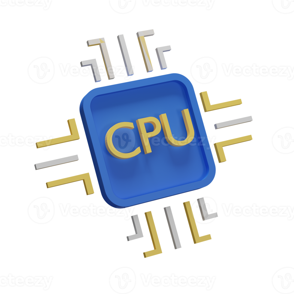 3d Illustration Object icon CPU Can be used for web, app, info graphic, etc png