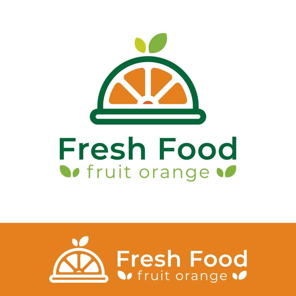 Healthy food logos of fresh orange fruit food symbol icon design vector