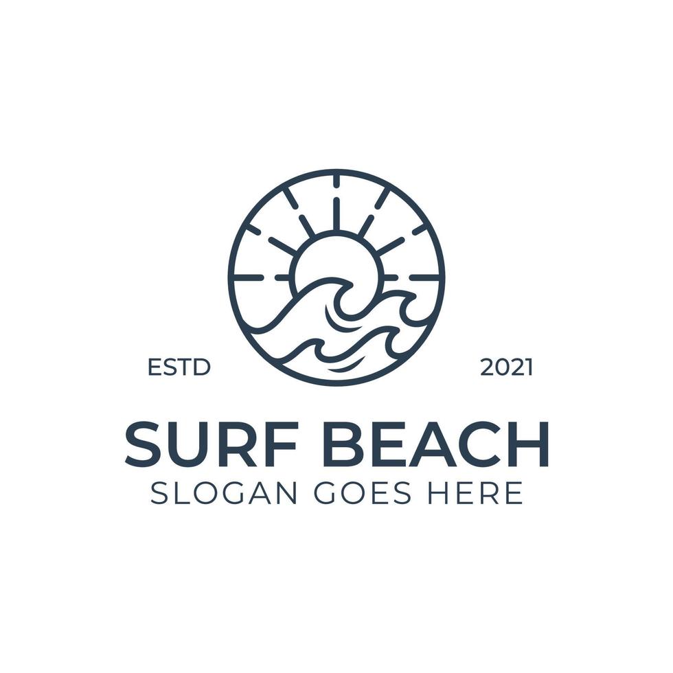 sello vintage retro hipster para el océano, el surf en la playa o el emblema vectorial del diseño del logotipo de las olas vector