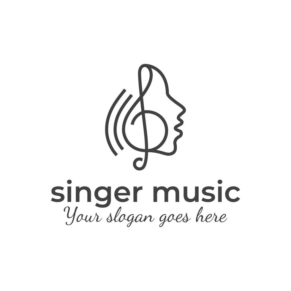 logotipos de arte de línea moderna del diseño de icono de símbolo de estudio de música de coro de cantante vector