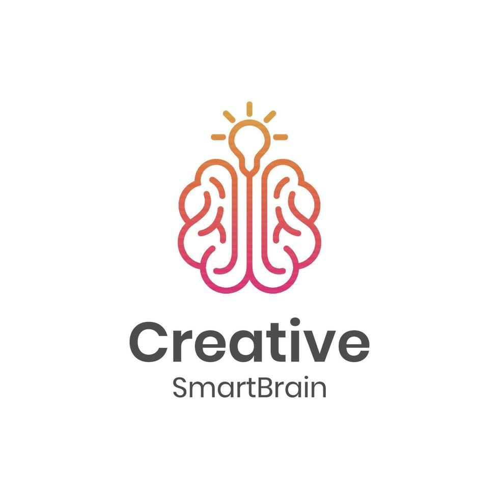 cerebro creativo conecta logotipos con diseño de icono de símbolo de lámpara de bombilla vector