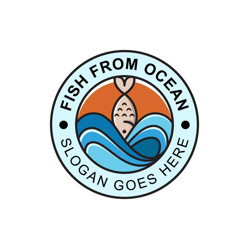 diseño de logotipo de marisco fresco y pescado del océano, estilo de logotipo de etiqueta de barra de empuje moderno vector