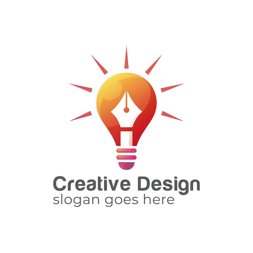 modern logos of Creative bulb ink or pen symbol, creative designer, light bulb and creative idea logo vector