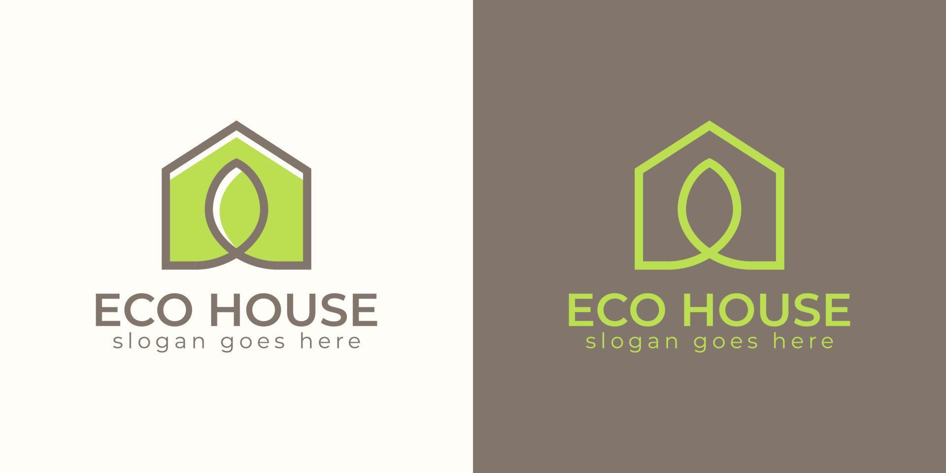 diseño de logotipo de casa o casa naturaleza con plantilla de diseños de símbolo de hoja vector