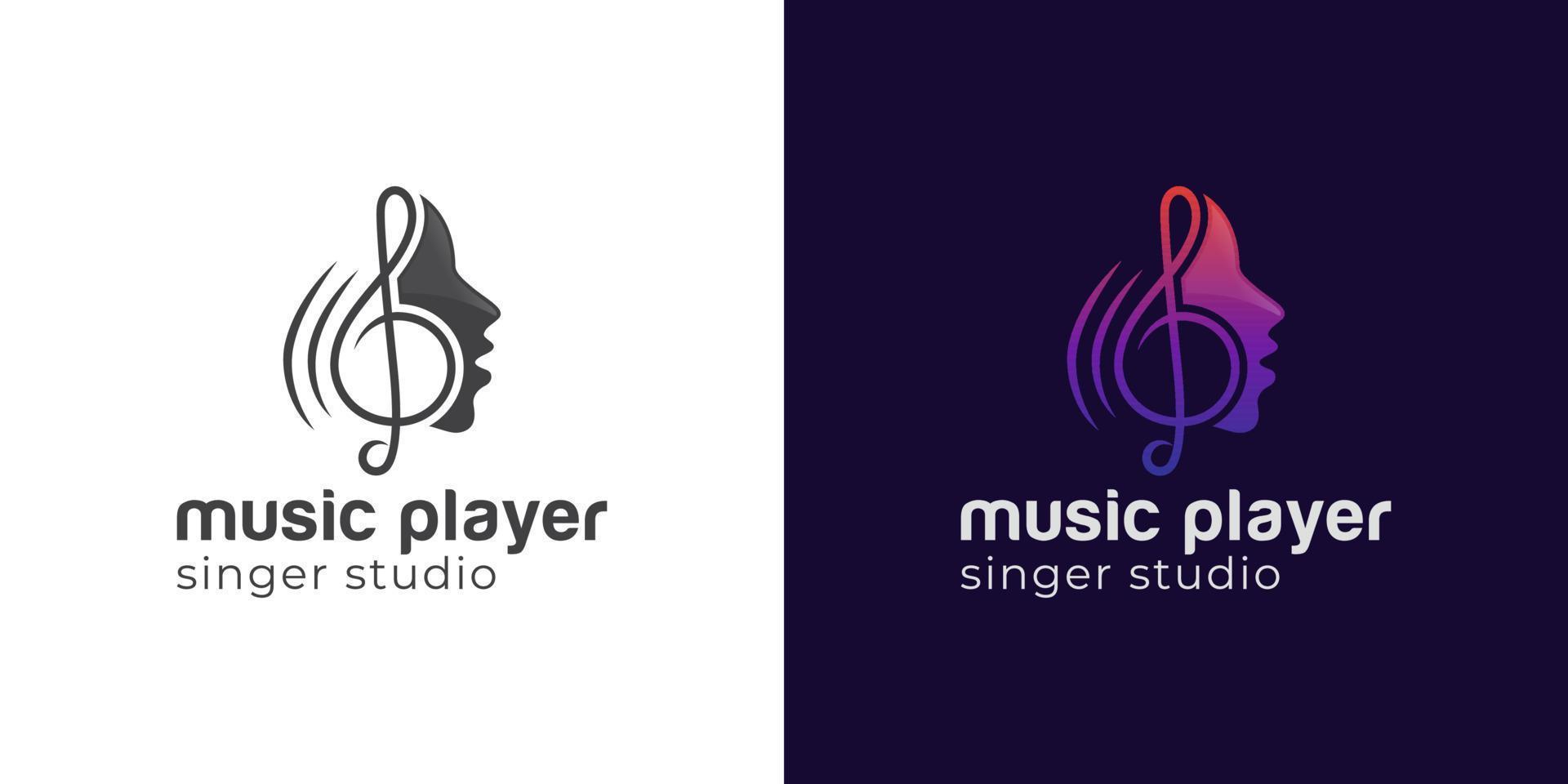 logotipos modernos de cantante coro música estudio símbolo icono diseño dos versiones vector