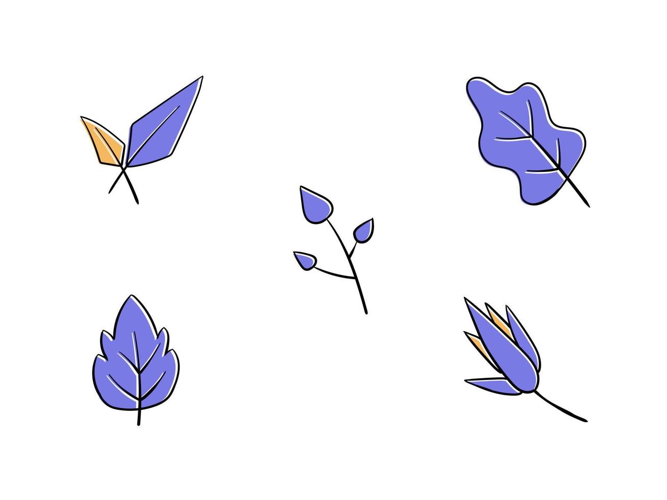 Hand Drawn Leaf Illustration Collection vector